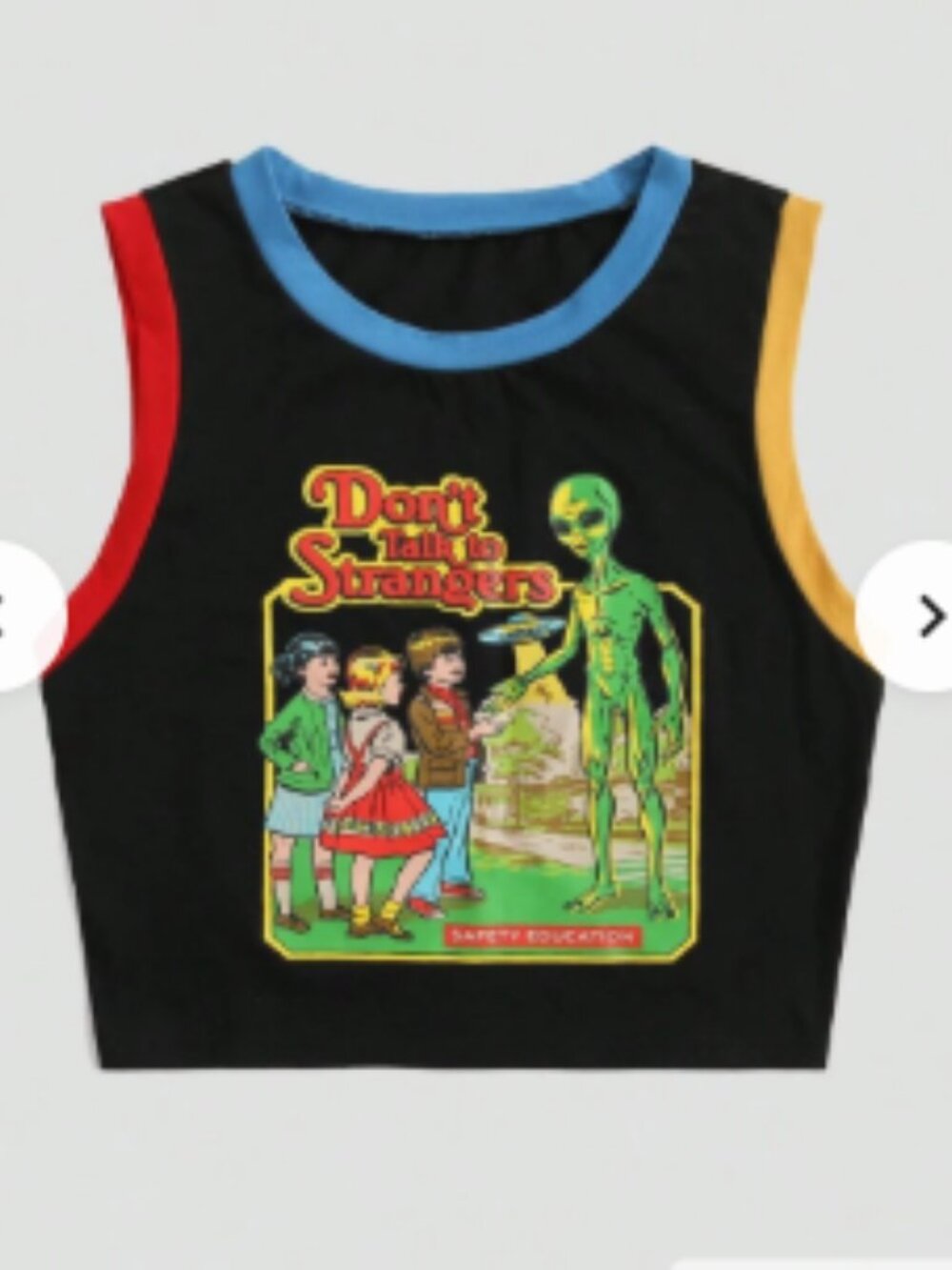 Preowned Stevenrhodes Street Life Slogan & Alien Graphic crop top